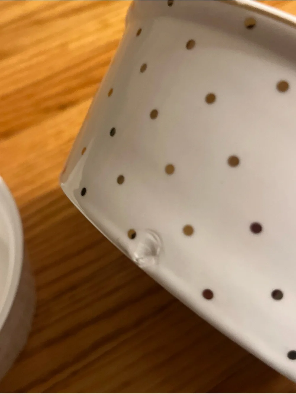 Fido's Diner Ceramic Water and Food Bowl Set White Gray Dots and Gold Rim